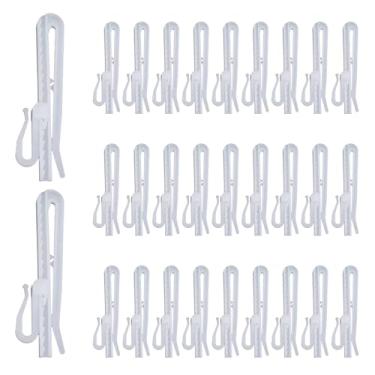 Imagem de 30 ganchos de plástico para cortina, clipes de cortina ajustáveis com design de pregas para janelas, portas e cortinas de chuveiro, ganchos de cortina duráveis para uso doméstico e hotel (85 mm)
