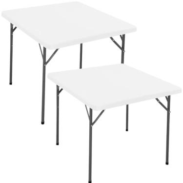 Imagem de Pacote com 2 toalhas de mesa quadradas elásticas para mesas de cartão de 106 x 106 cm, impermeável, elástica, lavável, dobrável, para piquenique em ambientes internos e externos, toalha de mesa de
