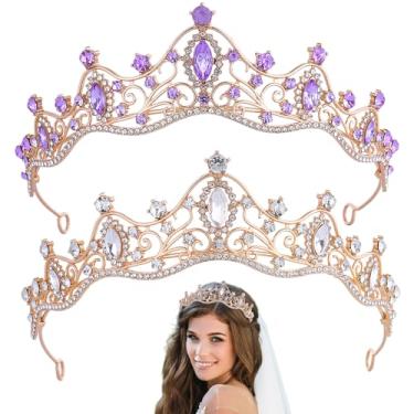 Imagem de AddLotLot 2 peças de tiara de cristal coroas elegantes de princesa tiaras de strass tiaras de princesa tiaras de princesa coroa de casamento acessórios de cabelo para mulheres, meninas, aniversário