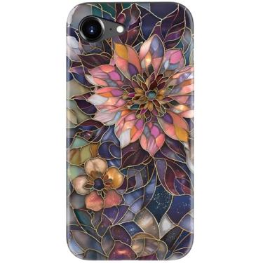 Imagem de Goodon Capa fofa para iPhone 16e - Compatível com carregamento sem fio - Capa rígida de camada dupla + capa de silicone - Capa protetora para celular com designs modernos para mulheres - Flor roxa
