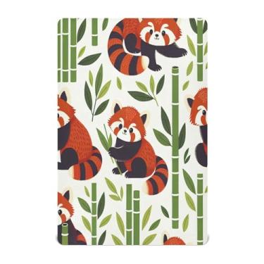 Imagem de Burbuja Lençol de berço fofo de panda vermelho para meninos e meninas, lençol com elástico 71 x 132 cm para colchões de berço padrão e infantil, macio e respirável