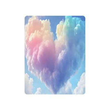 Imagem de xigua Lençol de berço colorido com nuvem de coração para meninas e meninos, lençol macio e respirável adequado para berço padrão e cama infantil 68,5 x 99 cm