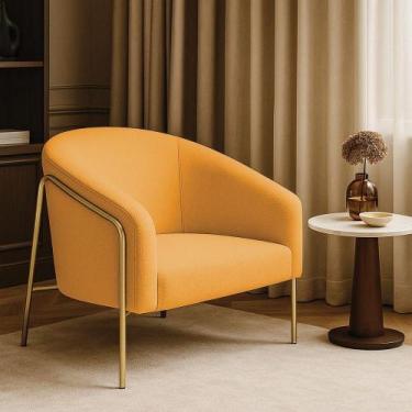 Imagem de Poltrona Sala Industrial Alta Dourado Stella Bouclê D03 - D'rossi Cor 