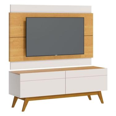 Imagem de Rack Com Painel Classic 2g 1.4 Nature Com Off White - Imcal Móveis