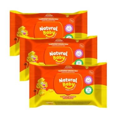 Imagem de Kit c/3 Lenços Umedecidos Natural Baby 60un Cada Evergreen