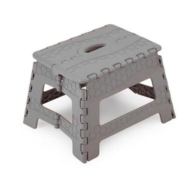 Imagem de Banqueta Dobrável Resistente 100kg Grande e Pequena | Banco Portátil para Camping, Pesca, Praia e Piquenique(PEQUENA CINZA)