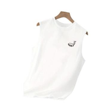 Imagem de Camiseta Regata Masculina De Verão Respirável Com Estampa De Baleia Co