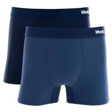 Imagem de Kit 2 Peças Cueca Boxer Mash Masculina Microfibra, Azul escuro, G