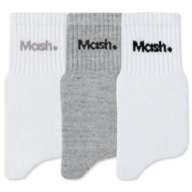 Imagem de Kit Meia Cano Curto Mash 3 Pares Algodão Esportiva, Cinza mescla claro