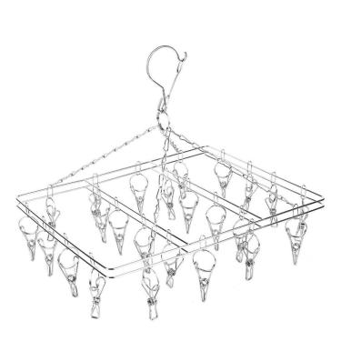 Imagem de Varal 20 Prendedores Multiuso Para Roupa Bebe Calcinha Cueca Dobrável Inox