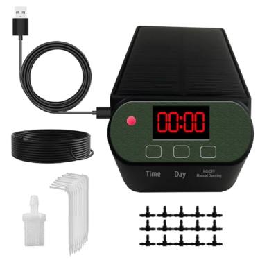 Imagem de CIADAZ Tela lcd movida a energia solar, dispositivo de controle de irrigação para jardim doméstico, economia de água automática, controlador digital de irrigação de plantas, temporizador