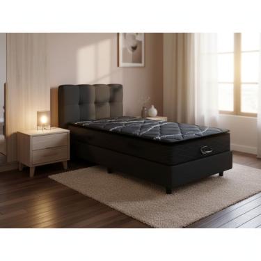Imagem de Conjunto Colchão de Solteiro Umaflex New Itália Black e Base Box Lift Cotton