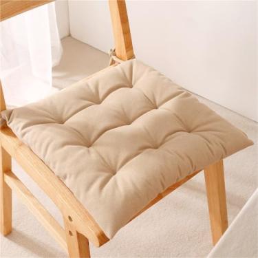 Imagem de Almofada quadrada de pelúcia grossa para cadeira de cozinha com laços e suporte antiderrapante para sala de estar, varanda, jardim ao ar livre