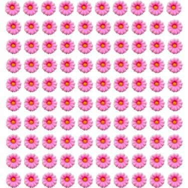 Imagem de Bairdish 100 peças de mini flores falsas de seda pequenas margaridas falsas a granel para artesanato, flores de feltro rosa 3D, cabeças de girassol artificiais soltas para guirlanda de casamento faça