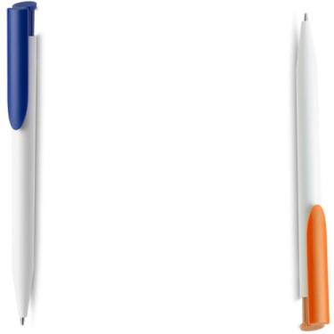 Imagem de Caneta Esferográfica Retrátil Executiva, Metal e Plástico, Escrita Azul, Acabamento Fosco, Grip Metálico, 0.7mm, Corpo Cilíndrico, para Escrita Geral, 14cm (Azul e Laranja)