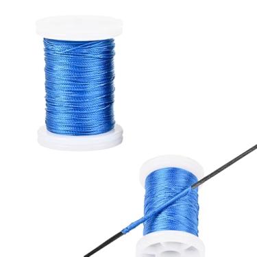 Imagem de KURUGEILI 120 jardas/110 m Tiro com arco fio para servir 3 fios de nylon durável fio de servir para amarrar arco recurvo composto Peep Sight Nock proteção azul