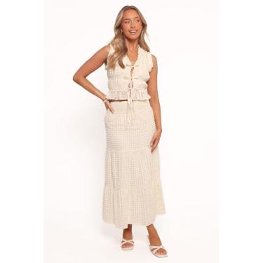 Imagem de Petal & Pup Saia feminina Farica-Gingham-midi-Creme, Creme, GG