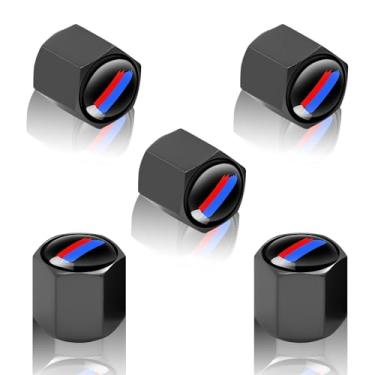 Imagem de Erivis 5 peças de tampas de válvula de pneu de carro, tampas de haste de válvula de liga à prova de vazamento anticorrosão tampa de pneu de roda automotiva, para BMW X3 X5 X7 X1 X6 X4 M3 M4 M5 M6 4 3