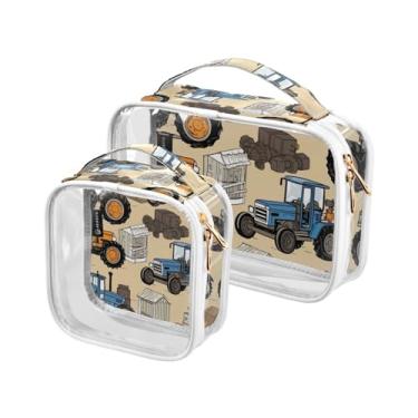 Imagem de GAIGEO Bolsa transparente de viagem com flores vermelhas, bolsas de cosméticos com zíper, bolsa de higiene para mulheres, transparente, pacote com 2, Tratores e máquinas agrícolas - 3, one size