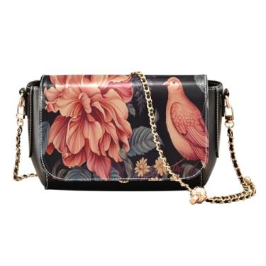 Imagem de Starfish flutua na água e conchas na praia bolsas transversais de couro para mulheres, tamanho médio, bolsa feminina de couro com zíper, Pomba no jardim flores laranja-3, One Size