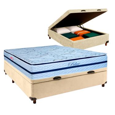 Imagem de Cama Box Bau + Colchão Casal Molas Ensacadas Blue Paropas
