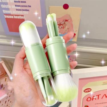 Imagem de Conjunto de pincéis de maquiagem 4 em 1 com mini pincel de maquiagem retrátil, profissional, base em pó, sombra para os olhos para mulheres, cosméticos faciais, conjunto de pincéis de maquiagem