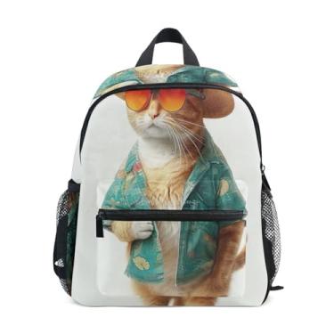 Imagem de GAIGEO Funny Cat Cool Kitten Small Toddler Backpack with Whistle, Adjustable Chest Strap, Backpack for Toddler Girls Lightweight & Compact for Ages 3-8