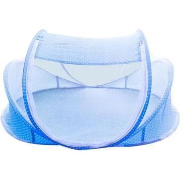 Imagem de Cama berço infantil com mosquiteiro dobravel azul - dm toys