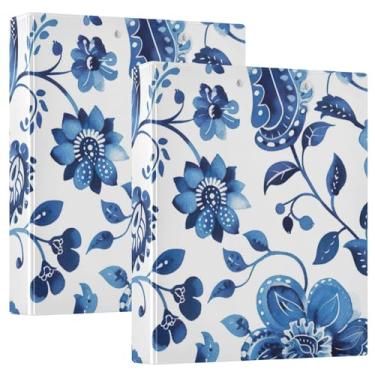 Imagem de Pastas redondas com flores paisley, antiarranhões, caderno de receitas espaçoso, 3 cm, fichário com 3 anéis, ideal para escritório, escola, casa