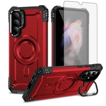 Imagem de Furiet Capa de celular para Samsung Galaxy A36 5G com protetor de tela de vidro temperado, amortecedor rígido de 2 camadas, carregamento sem fio, suporte Magsafe, à prova de choque, silicone macio