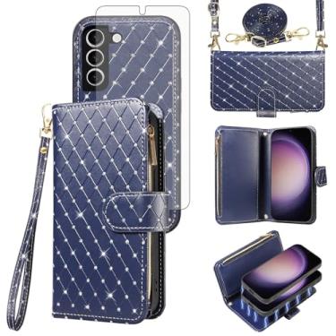 Imagem de Compatível com Samsung Galaxy S23 Plus S23+ 5G capa carteira com zíper protetor de tela celular alça transversal flip flip porta-cartões capa para celular S23plus 23S + S 23 23+ SM-S916U mulheres