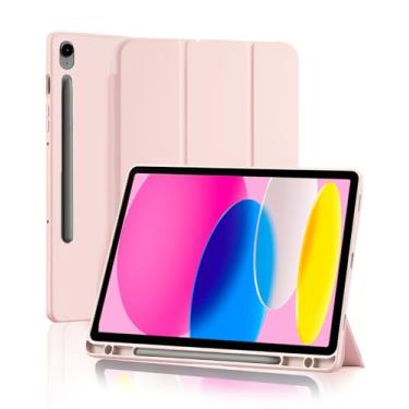 Imagem de Capa para Samsung Galaxy Tab S10 Lite / S10 FE / S9 / S9 FE 10.9-11 Polegadas 2025/2023 com Suporte para Pencil Parte Traseira em TPU Macio função de ativação/desativação automática, Rosa