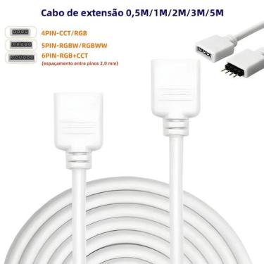 Imagem de Cabo De Extensão Para Fita LED RGB RGBW RGB+CCT 0.5m 1m 2m 3m 5m Conec