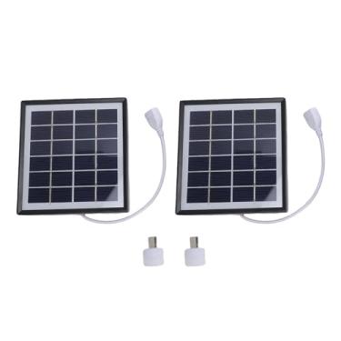 Imagem de 2 pçs painel solar monocristalino carregador solar usb 5w portátil lâmpada led solar para acampamento caminhadas aventuras ao ar livre (Preta)