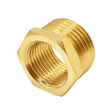 Imagem de Lovegarden Conector de mangueira de jardim de latão G 1/5.1 cm fêmea x 3/10.2 cm GHT adaptador macho, bucha sextavada, redutor, mangueira de água para chuveiro