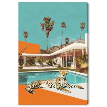 Imagem de Art Remedy Tela de arte moderna de tigre, 50,8 cm x 76,2 cm, envolto em galeria, lounge de piscina de guepardo