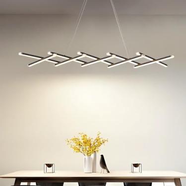 Imagem de Luminária pendente linear regulável, moderna, para cozinha, com controle remoto, altura ajustável, para mesa de jantar, lustre LED, ideal para bares, salas de estar e academias (preta, 10 lâ