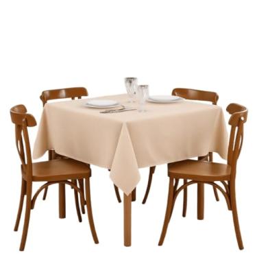 Imagem de Toalha de Mesa Lisa Quadrada 4 Lugares Tecido Oxford – Cores Modernas e Duráveis(BEGE)