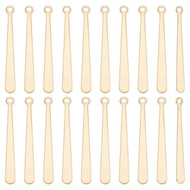 Imagem de UNICRAFTALE Pingentes de barra de aço inoxidável, 20 peças, banhado a ouro 24 K, pingentes de barra longa, pingentes para colar faça você mesmo, brinco, joias, chaveiro, artesanato, 31,5 mm
