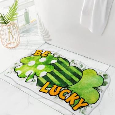 Imagem de ysnifeiw Tapete de banheiro para o dia de São Patrício, tapete de banheiro de trevo verde, antiderrapante, fazenda, trevo irlandês, capacho de banheiro para decoração de casa