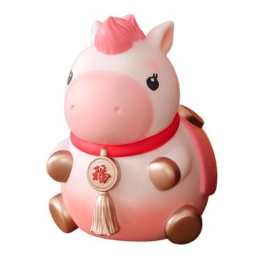 Imagem de Generic Estátua de Cavalo Artesanal Ornamento Porquinho Cofrinho Cofrinho Estatueta Decorativa para Festa da Primavera Escritório Quarto Aniversário Presente, Rosa Grande