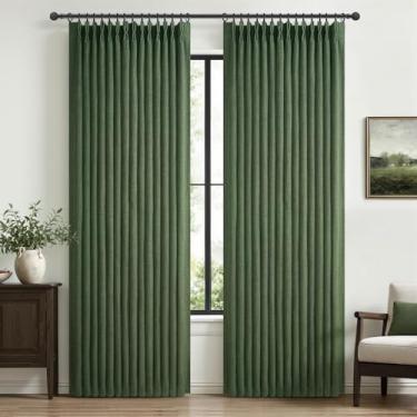 Imagem de Cortinas blecaute de camada dupla de linho natural para berçário, 2 painéis, 2 painéis, plissadas, bloqueadoras de calor, cancelamento de ruído, cortinas rústicas para janelas 102 cm L x 78 C