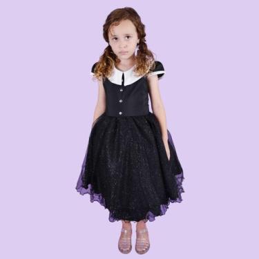 Imagem de Vestido Juvenil Vandinha Temático Hallowwen Festa Preto - Jeito De Men