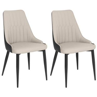 Imagem de Kit 2 Cadeiras de Jantar Estofada Torino Design Italiano Costuras Geom
