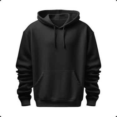 Imagem de Moletom Feminino Masculino Liso Bolso Canguru Capuz Flanelado - Rinald