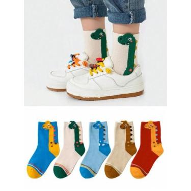 Imagem de Meias Infantis De Cano Médio 5 Pares Quatro Estações Desenho Animado D
