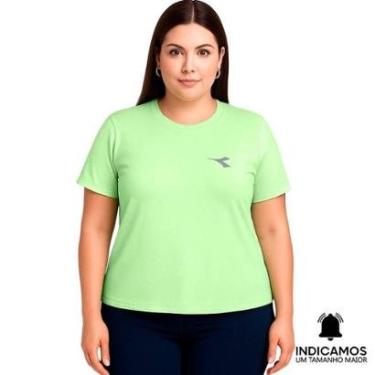 Imagem de Camiseta Diadora Small Logo Plus Size Feminina - Verde Claro G1-Feminino
