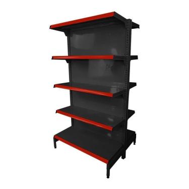 Imagem de Gôndola Prateleira Preta 5 Níveis 40x30 New Plus 1,70 Central Inicial Pe Vermelho - Sa Gôndolas