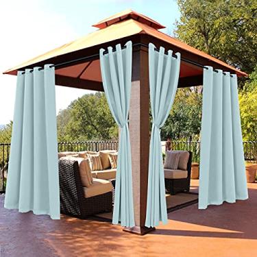 Imagem de BONZER Cortinas externas à prova d'água, persianas blackout com isolamento térmico, cortinas com ilhós internos e externos para varanda, pérgola, cabana, quintal, 1 painel, 213 cm L x 213 cm C, espuma