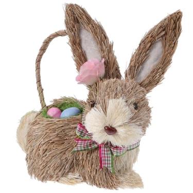 Imagem de VICASKY Coelhinho de palha tecido coelho palha decoração de páscoa ornamento de casca de milho festival adorno à mão café primavera festa jardim decoração de mesa casa natural